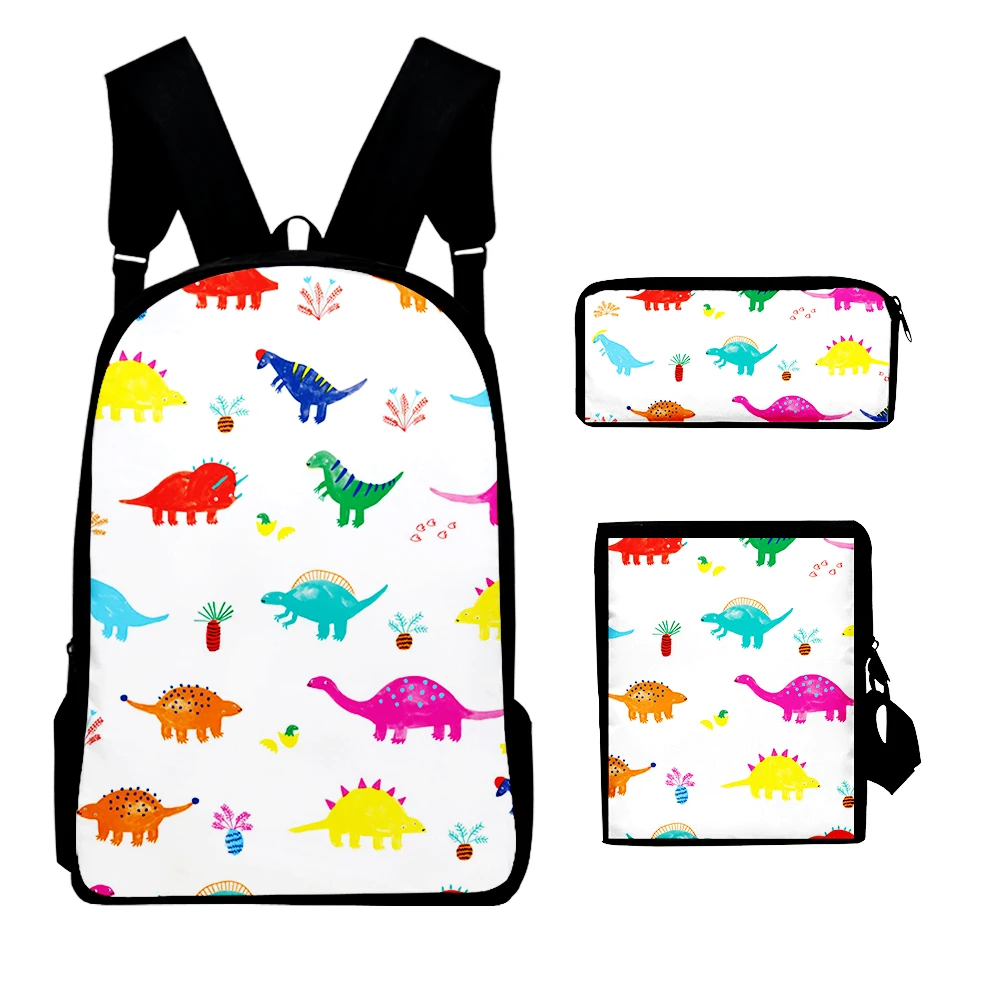 Hip Hop dinosaurio juvenil estampado 3D 3 unids/set bolsas de viaje para estudiantes mochila para ordenador portátil bolso de hombro estuche para lápices