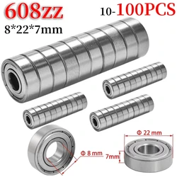 10-100pcs Double Shielded Miniature High-carbon Steel Single Row 608ZZ ABEC-7 Deep Groove Ball Bearing 8x22x7 MM 608 ZZ