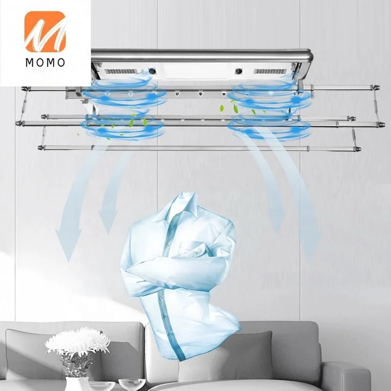 silver smart clothes hanger automatic foldable electric ceiling clothes drying rack with sterilizing lamp