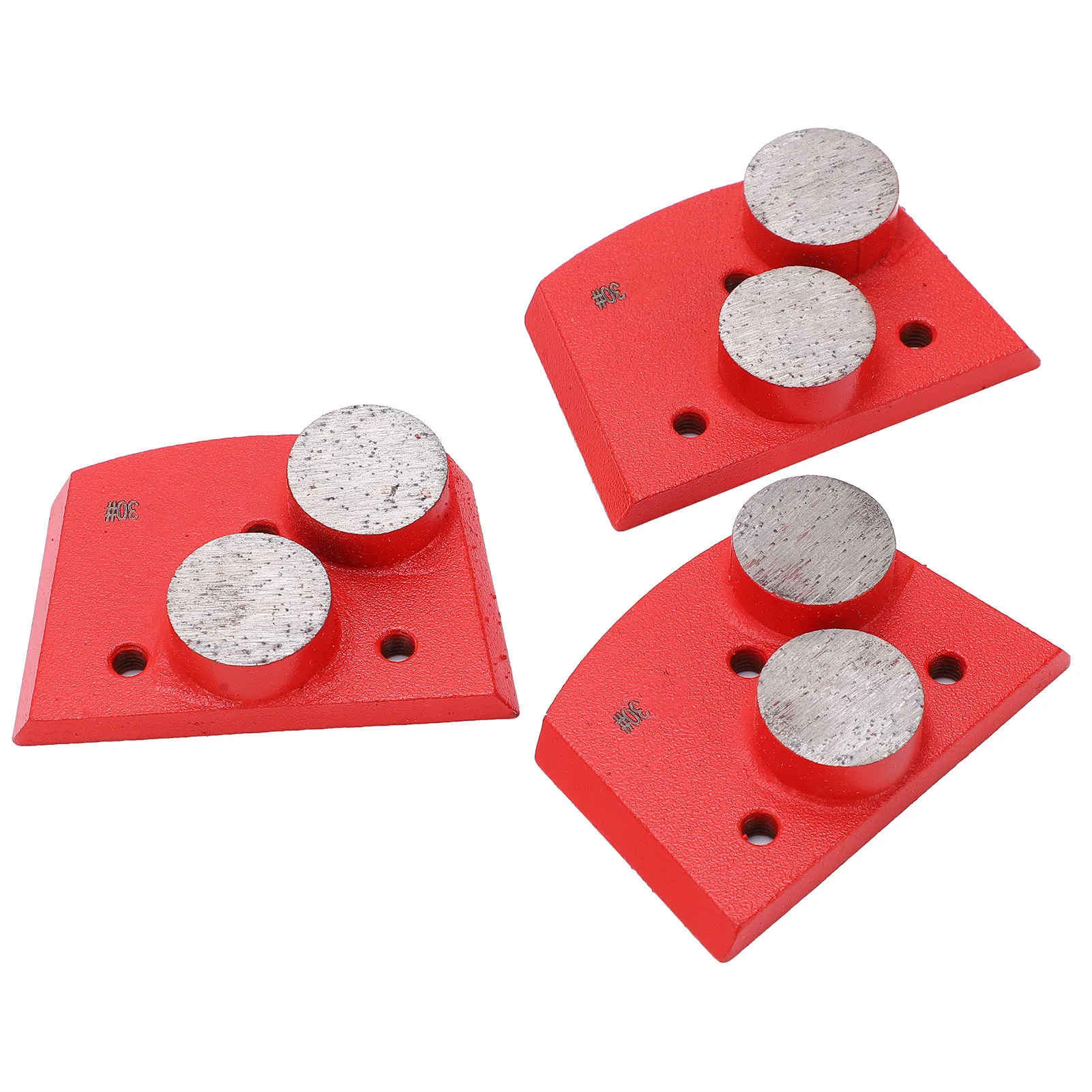 3Pcs Diamond Grinding Pads Red Trapezoid 30# Grit 2 Cylindrical Teeth for Concrete Polishing