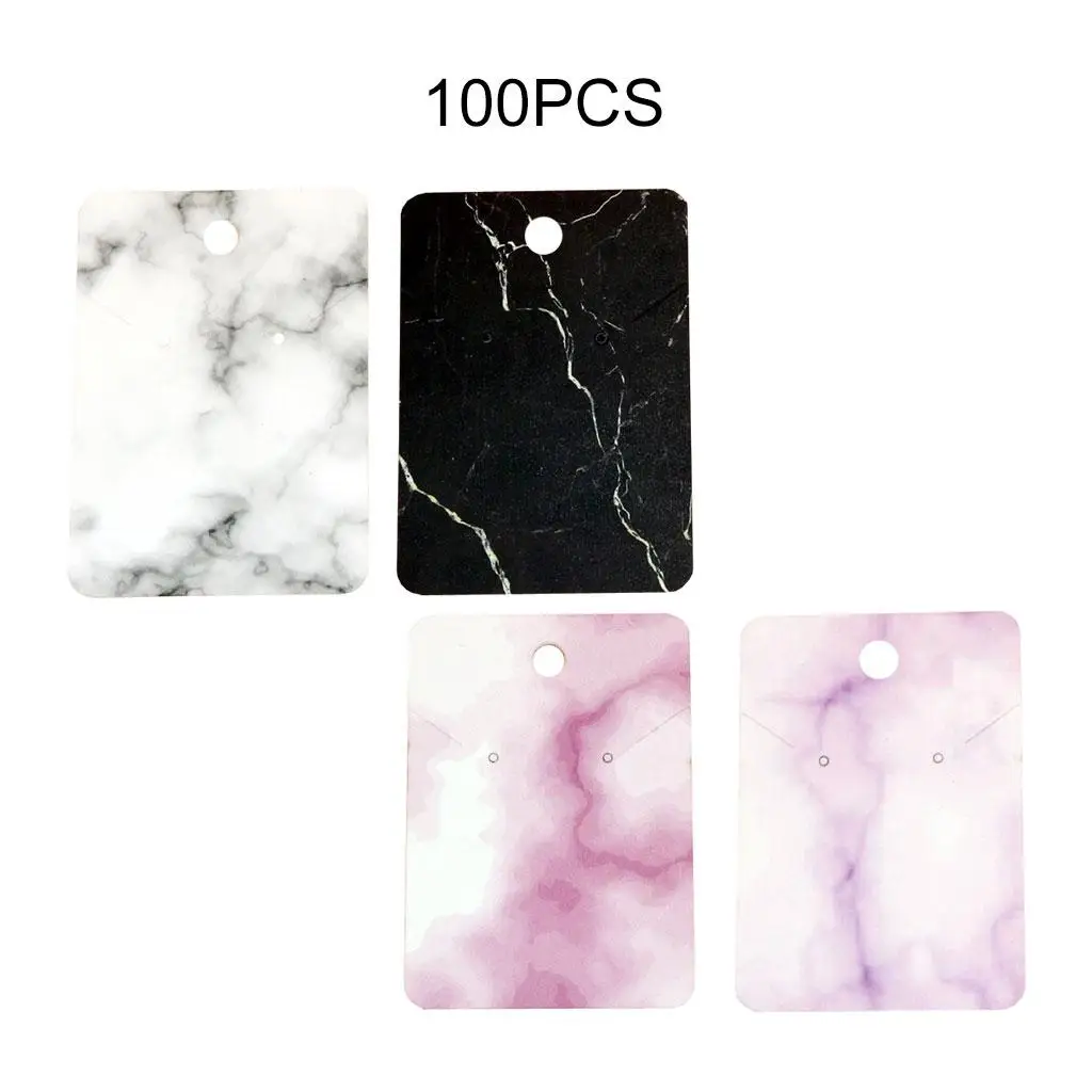 Earring Cards 100pcs Marble Pattern Coated Paper Jewelry Display Holder for Earrings Necklace Storage