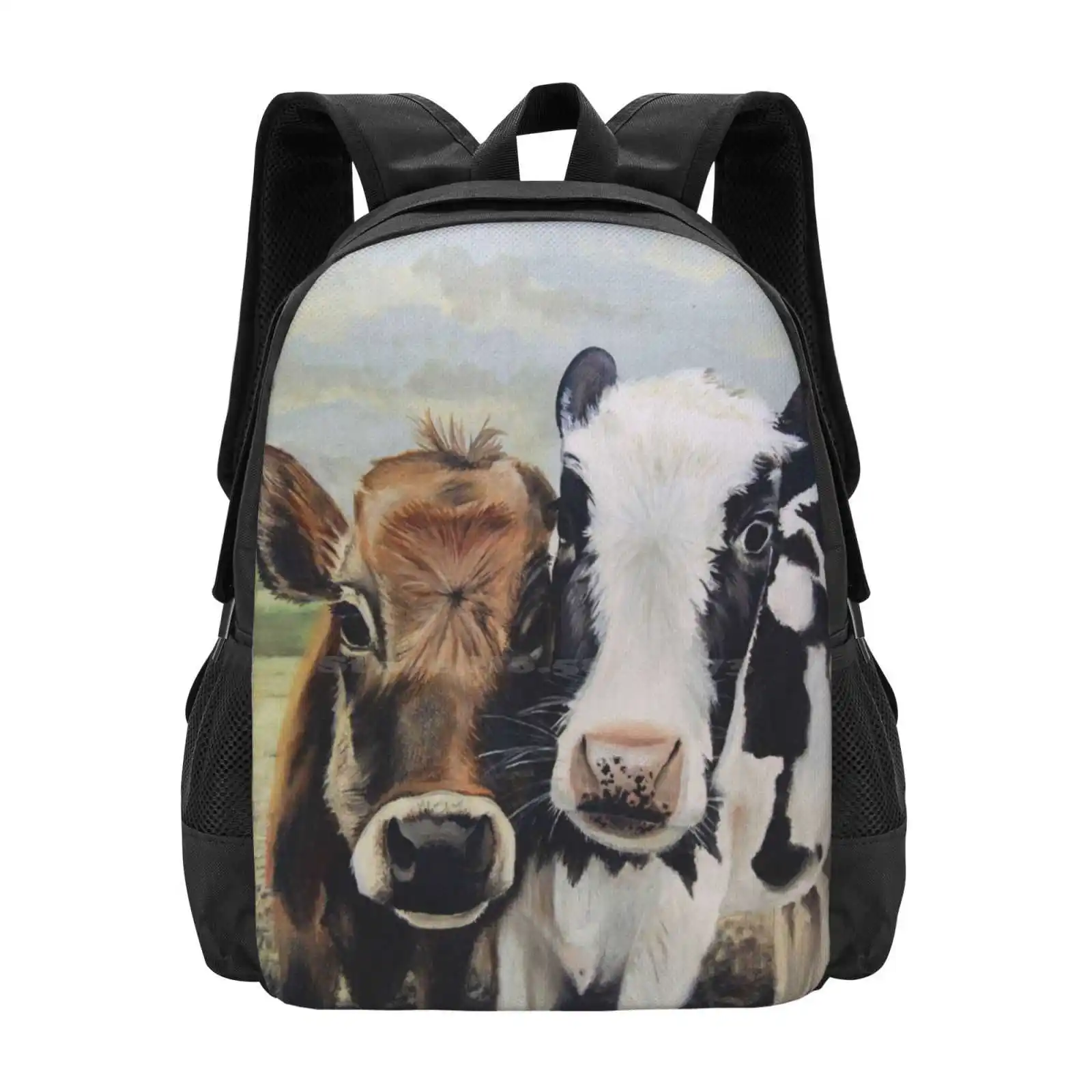 Two Of A Kind Hot Sale Schoolbag Backpack Fashion Bags Cows Fields Landscapes Vacca Steer Farm Nature Country Cowboy Southern