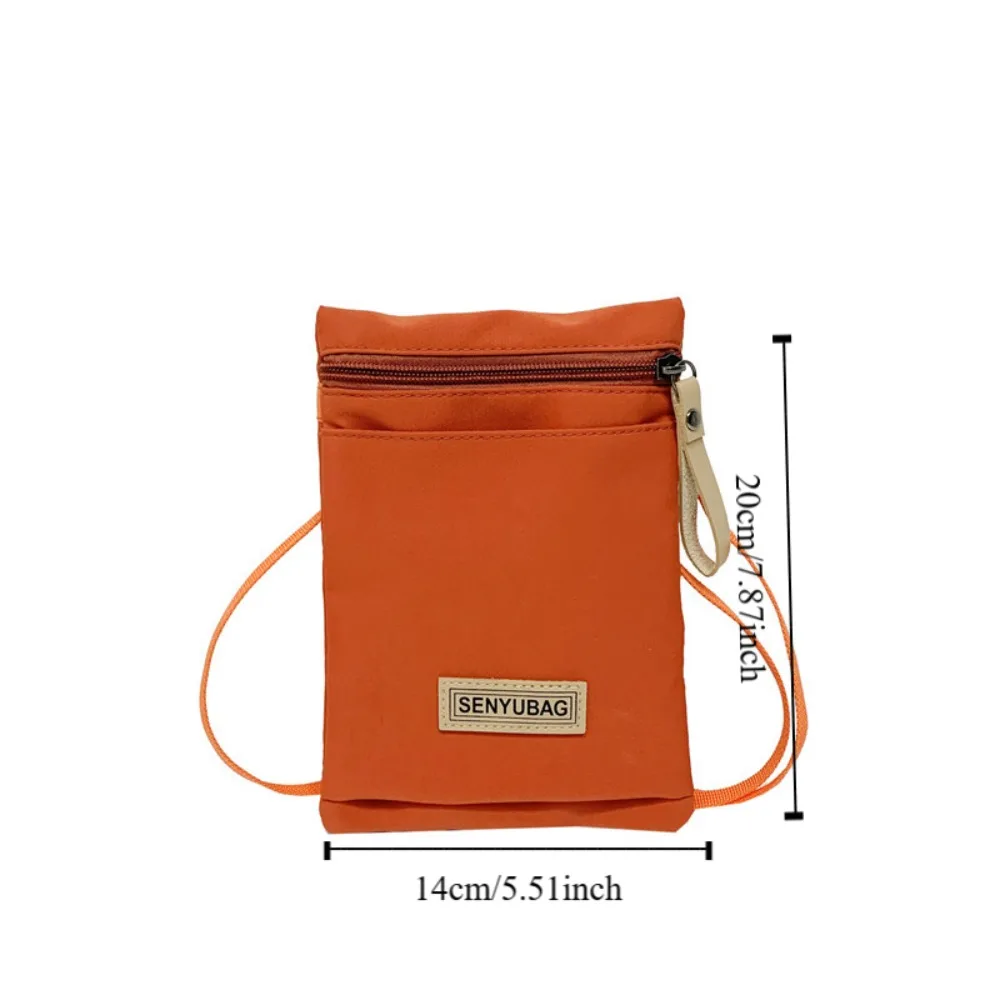 Casual Mini Nylon Shoulder Bag Zipper Lightweight Small Square Messenger Bag Adjustable Strap Multifunction Mobile Phone Bag