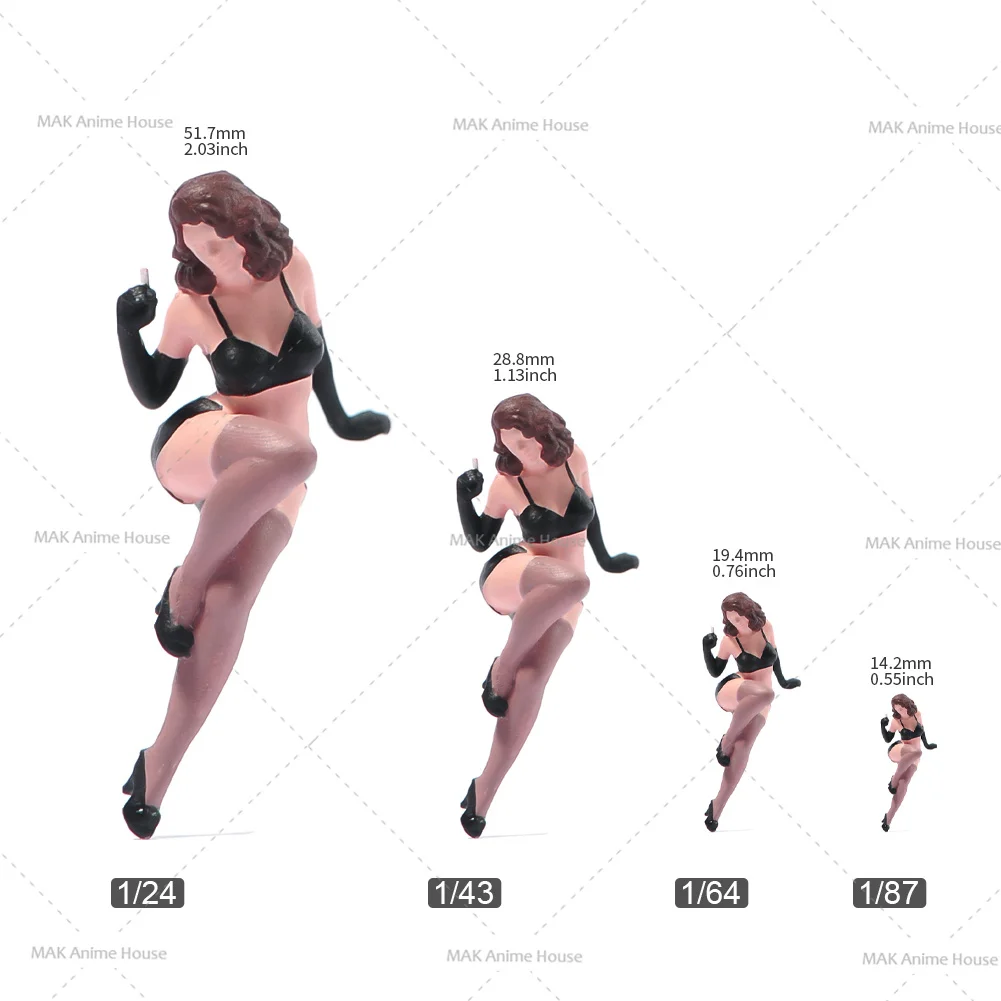 미니어처 1/64 1/43 1/87 1/24 섹시한 큰 파도 자동차 미용 피규어 인형 도색되지 않은 모델 홈 인테리어 장면 자동차 장난감