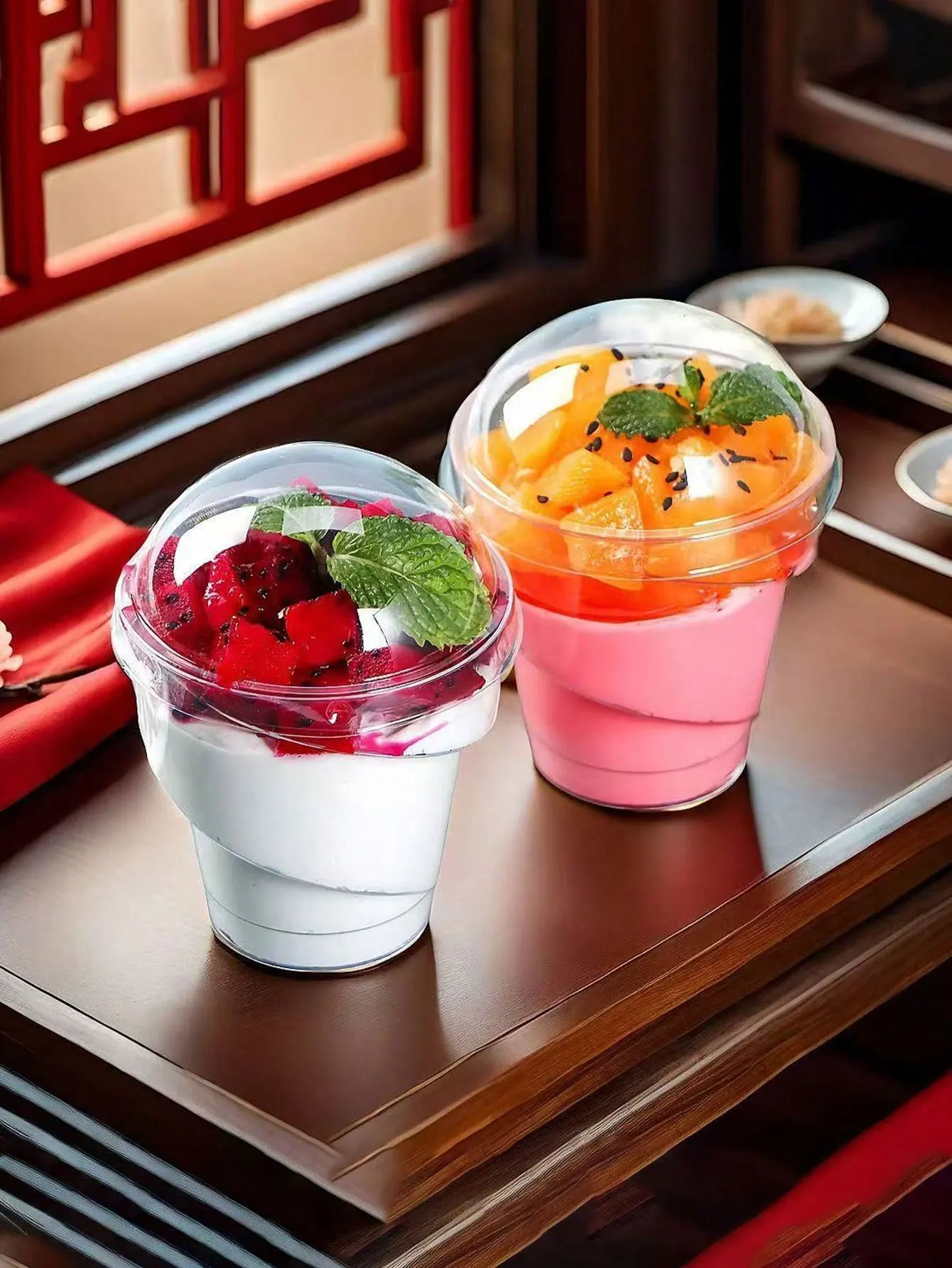 Spiral Transparent Plastic Cup Mousse Cup Pudding Cup Round Disposable Transparent Ps Food-Grade Wood Pulp Cup Dessert Cup