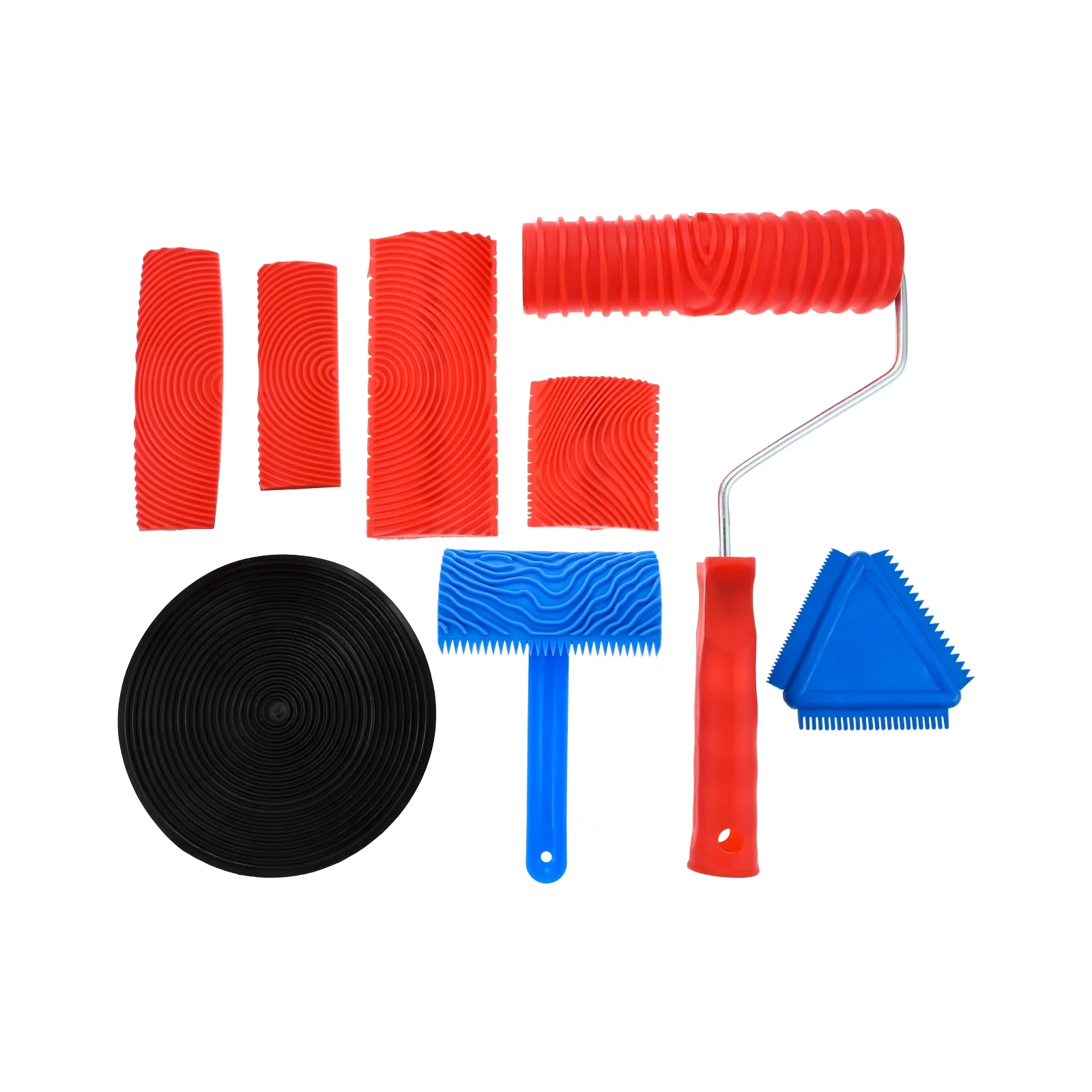 8 Pcs Wood Grain Painting Tool Set Wood Grain Roller Tools with Handle for Floors Decks Furniture Wall Room Art Paint Decoration