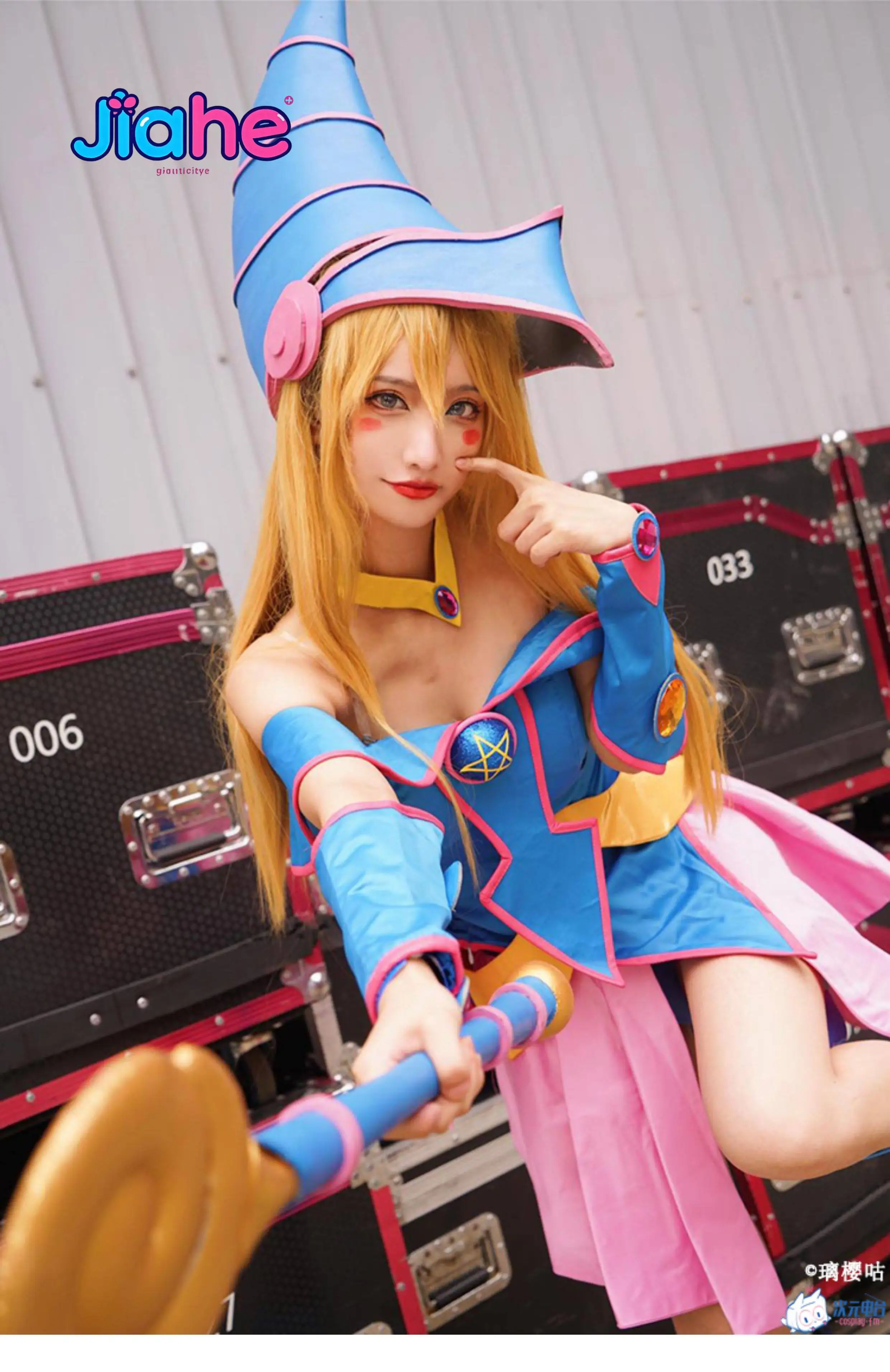 Dark Magician Girl Anime Yu-Gi-Oh Cosplay Costume with Hat Women's sexy blue jumpsuit Wig necklace Halloween party uniform view 4