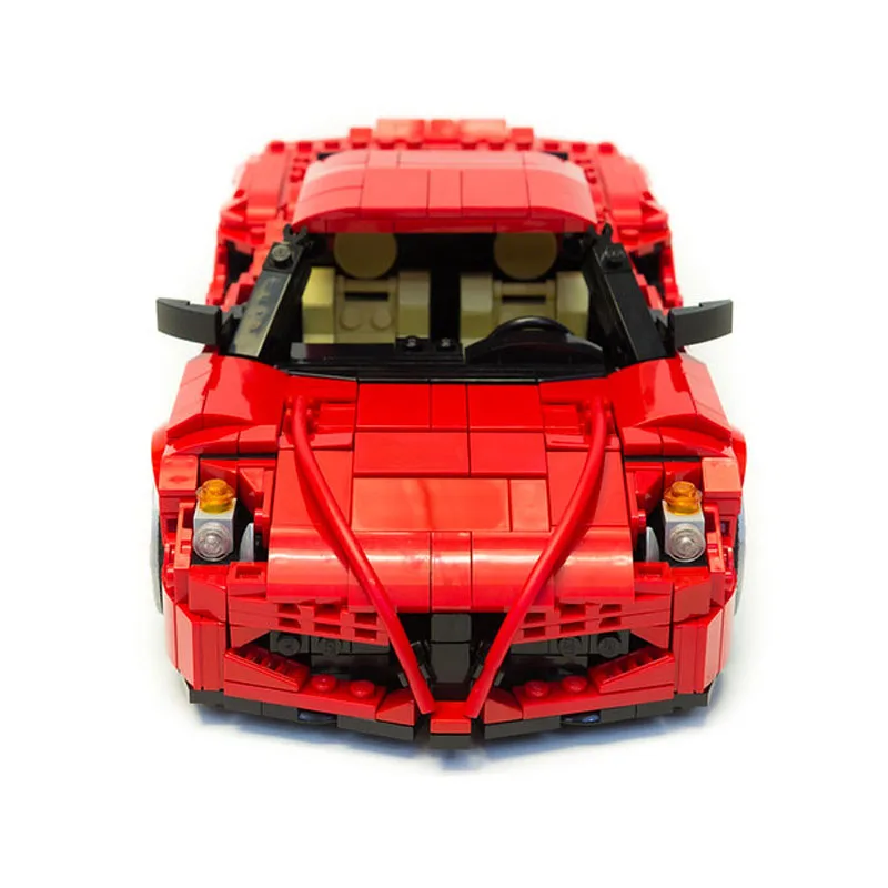 Red Retro Sports Car Interlocking Building Blocks Model, DIY Assemble Vehicle Kit Adult Collection Desktop Ornament Gift