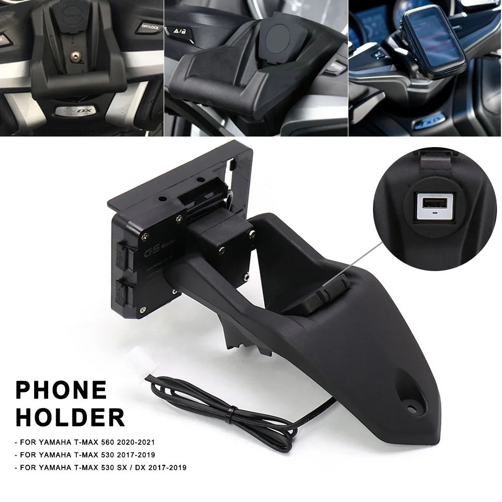 GPS Navigation Bracket FOR TMAX T MAX T-MAX 530 DX SX T-max 560 Motorcycle Phone  Wireless USB Charging Port Holder Mount