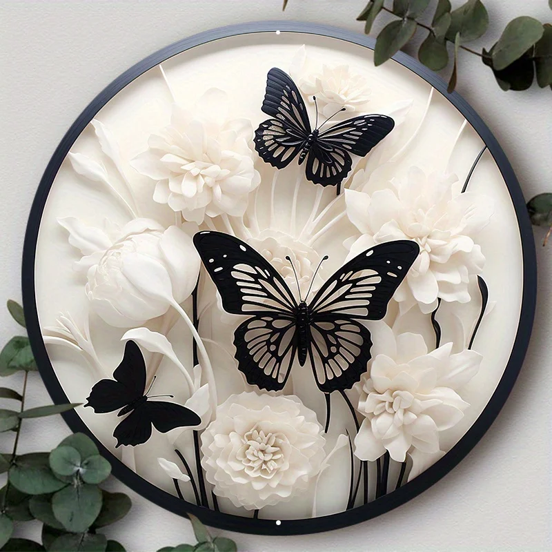 

Aluminum Metal Butterfly Welcome Sign, Stylish Decor for Home, Durable Wall or Door Accent, Eye-Catching Black Butterfly Design