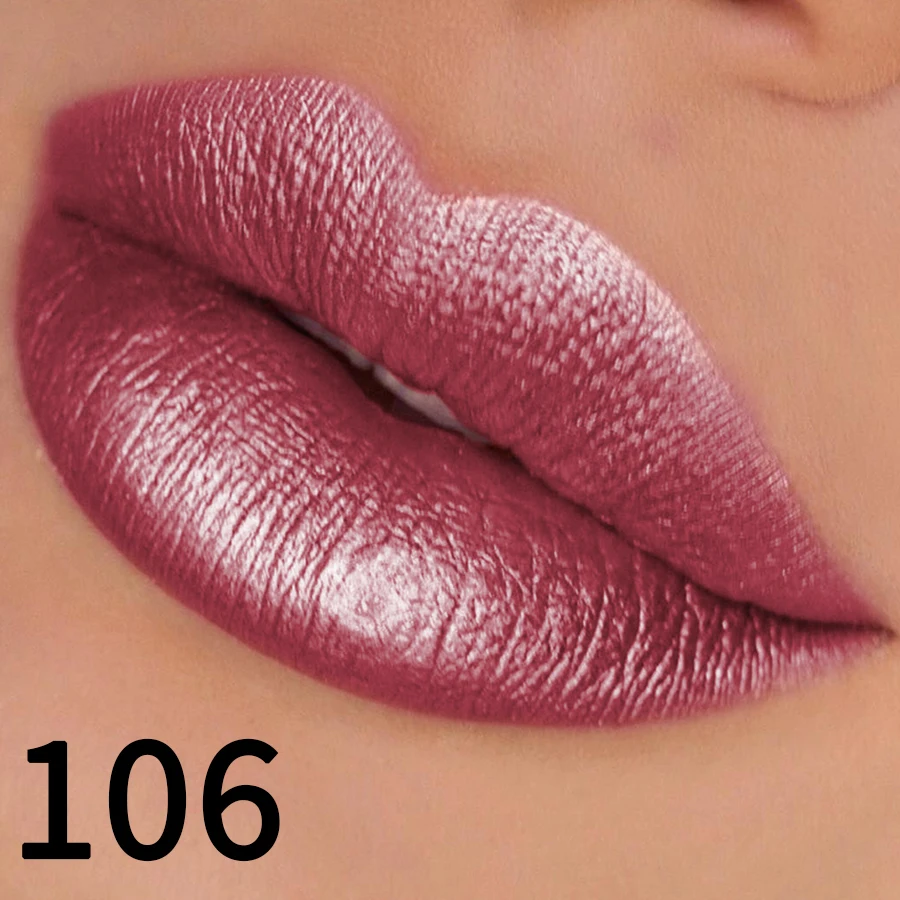 19 Farben Glitzer-Lippenstift, feuchtigkeitsspendender, rot-rosa, glitzernder, glänzender Lippenfarbe, hochpigmentierte Lippentönung, Lippen-Make-up mit metallischem Finish