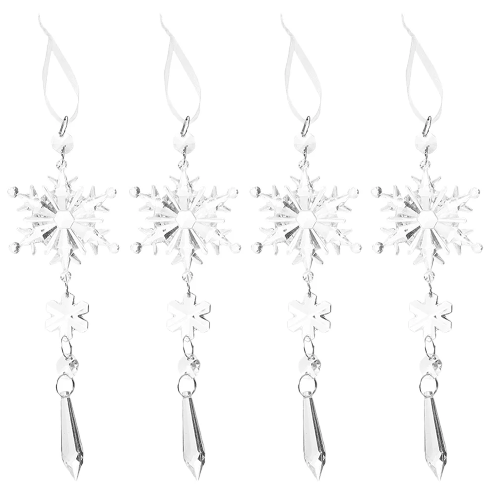 

4pcs Snowflake Hanging Decor Xmas Pendant Christmas Tree Ornaments Acrylic Party Decorations Supplies For Holiday Home Window