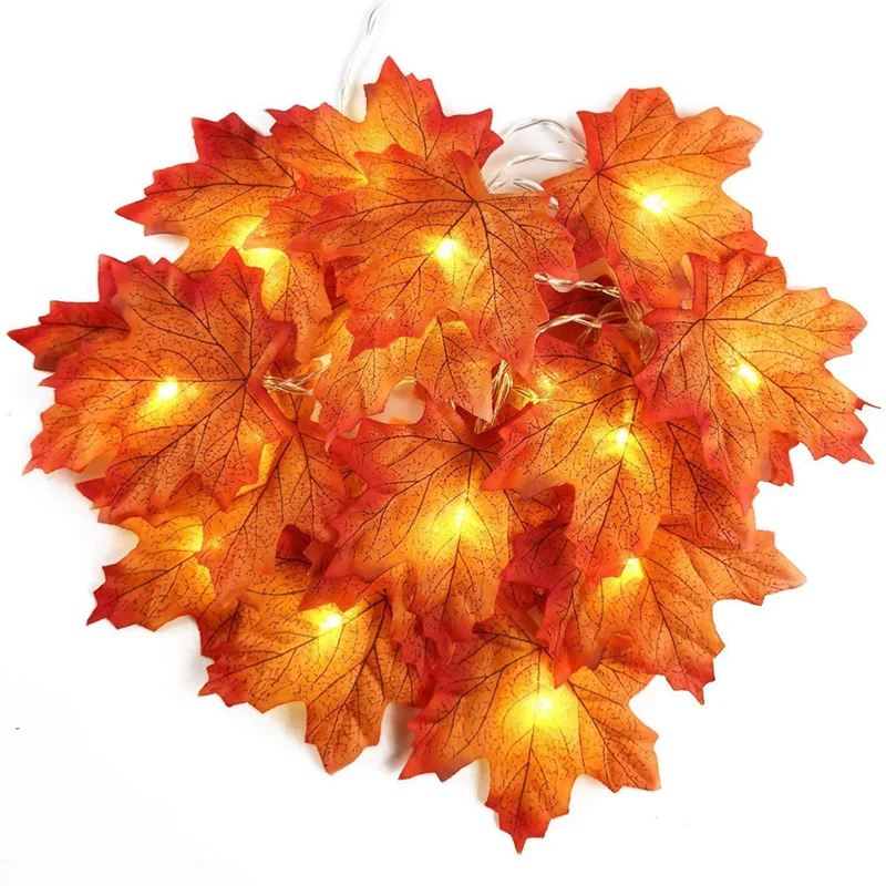 

BAAG-Artificial Maple Leaf LED Light String Garland Family DIY Holiday Dress Autumn Atmosphere 300CM