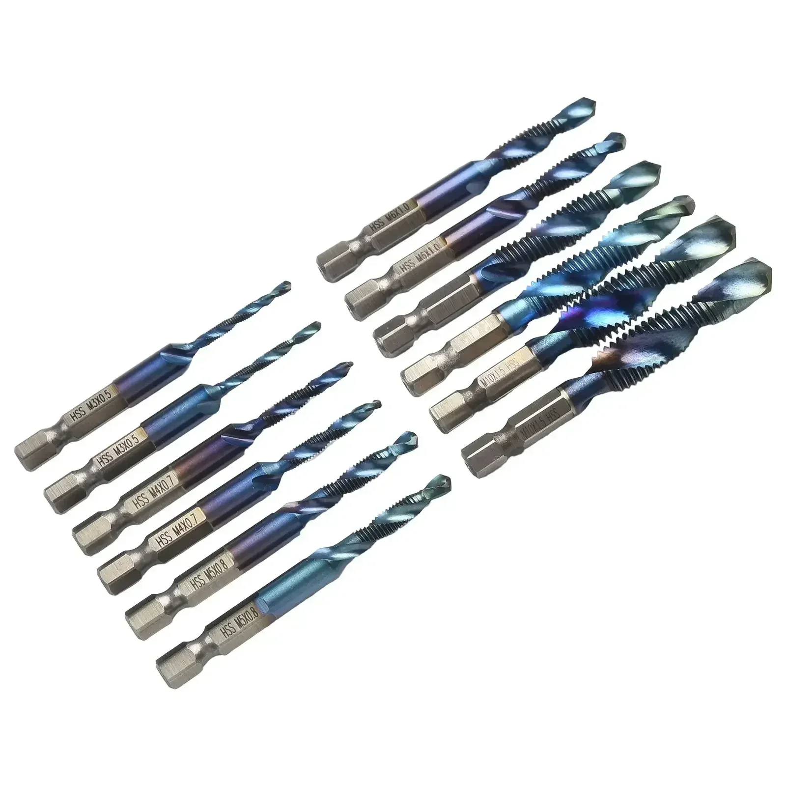 Drill Bit Taps Drill Bit Wood 12pcs Hexagonal Handle High-Speed Steel Multi Size With Wide Spiral Groove Electric Drill