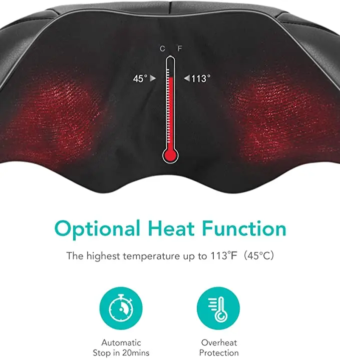 Rotación Cervical recargable y calor opcional, masajeador eléctrico inteligente para cuello y hombro