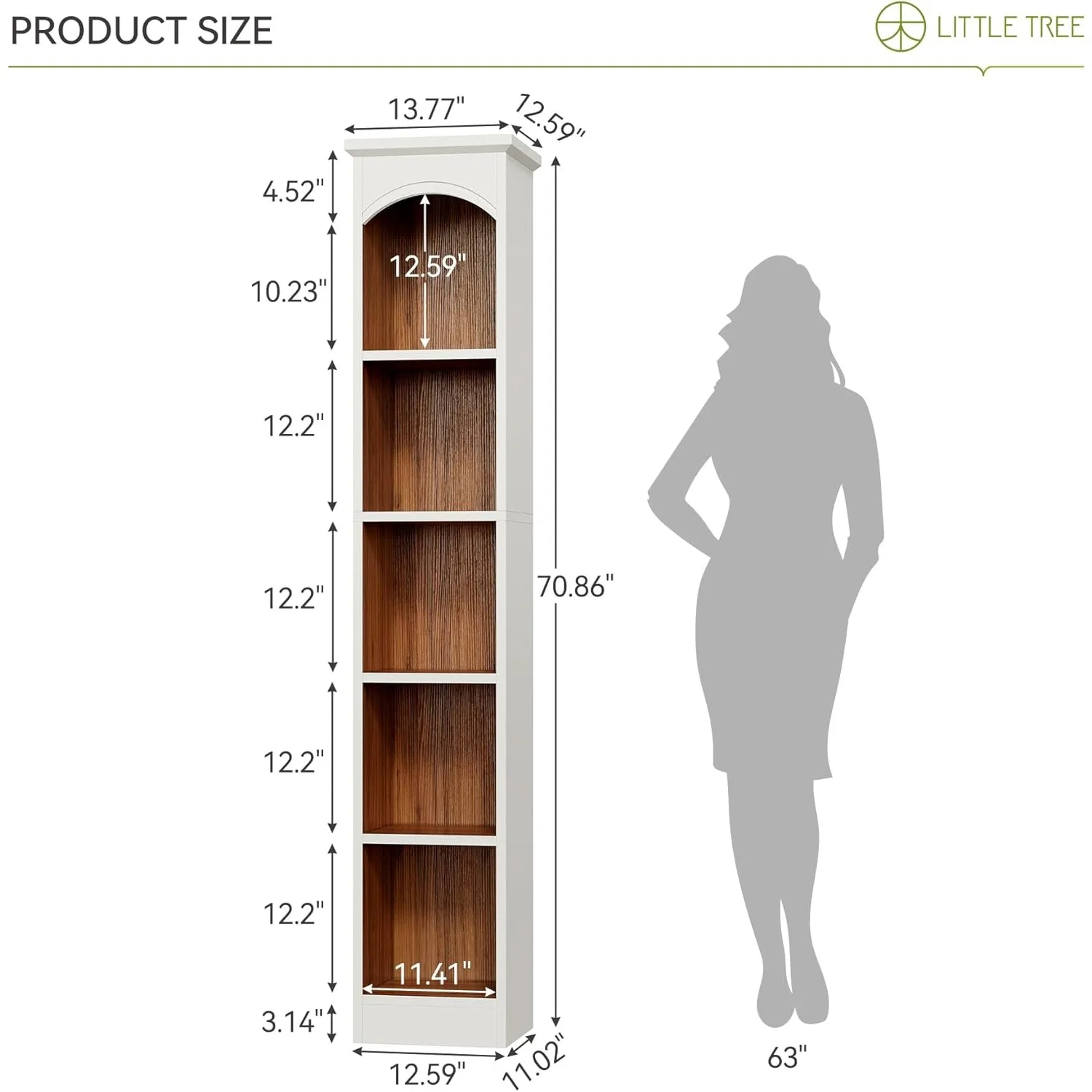 رف كتب بطول 70.9 بوصة من LITTLE TREE، خزانة كتب مفتوحة من 5 طبقات مع مكعبات، أرفف كتب مع مساحة تخزين، خزانة كتب للمكتب المنزلي