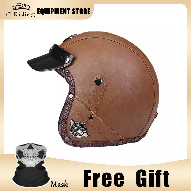 

Retro Helmet For Motorcycle Cascos Para Moto Mujer Open Face Helmets Free Gifts Cafe Racer Motorbike Scooter Casque Capacete