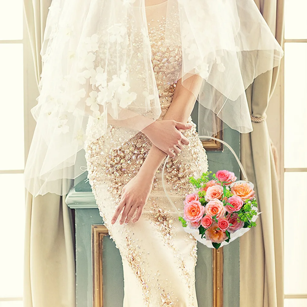 

2pcs Storage Handle Rustic Tassel Picnic Storage With Handle Design Portable Picnic Flower Woven Gift Woven Basket Basket