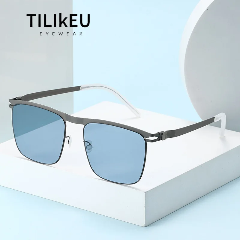 

Classic German Screwless Premium Men's Retro Sunglasses Trendy Women's Outdoor Driving Travel UV Protection Square Sunglasses