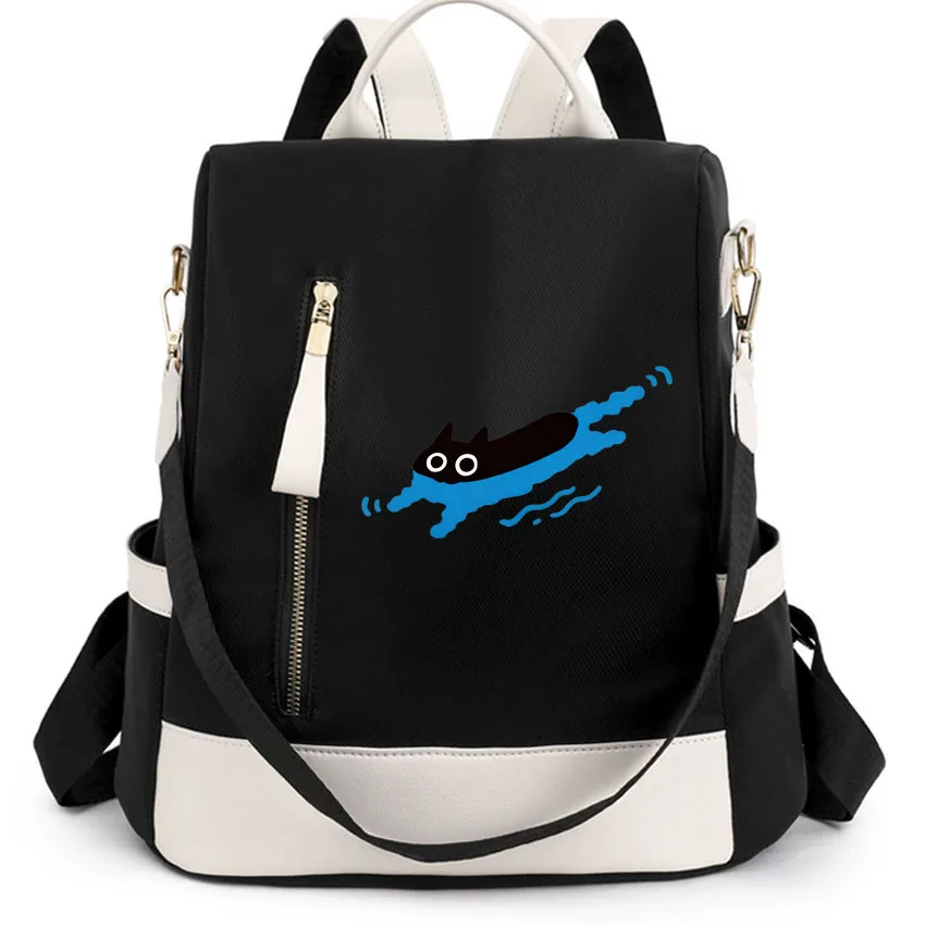 

Swimming Black Cat Diving Printed Women Backpack Shoulder Bag Fashion Pretty Female Daypack Stylish Elegant Girls Backpack Women