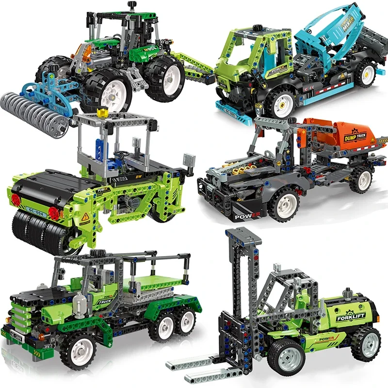 

MOC Farm Harvester Tractor Truck Building Blocks Car Forklift Excavator Set Village DIY Sets Construction Toys