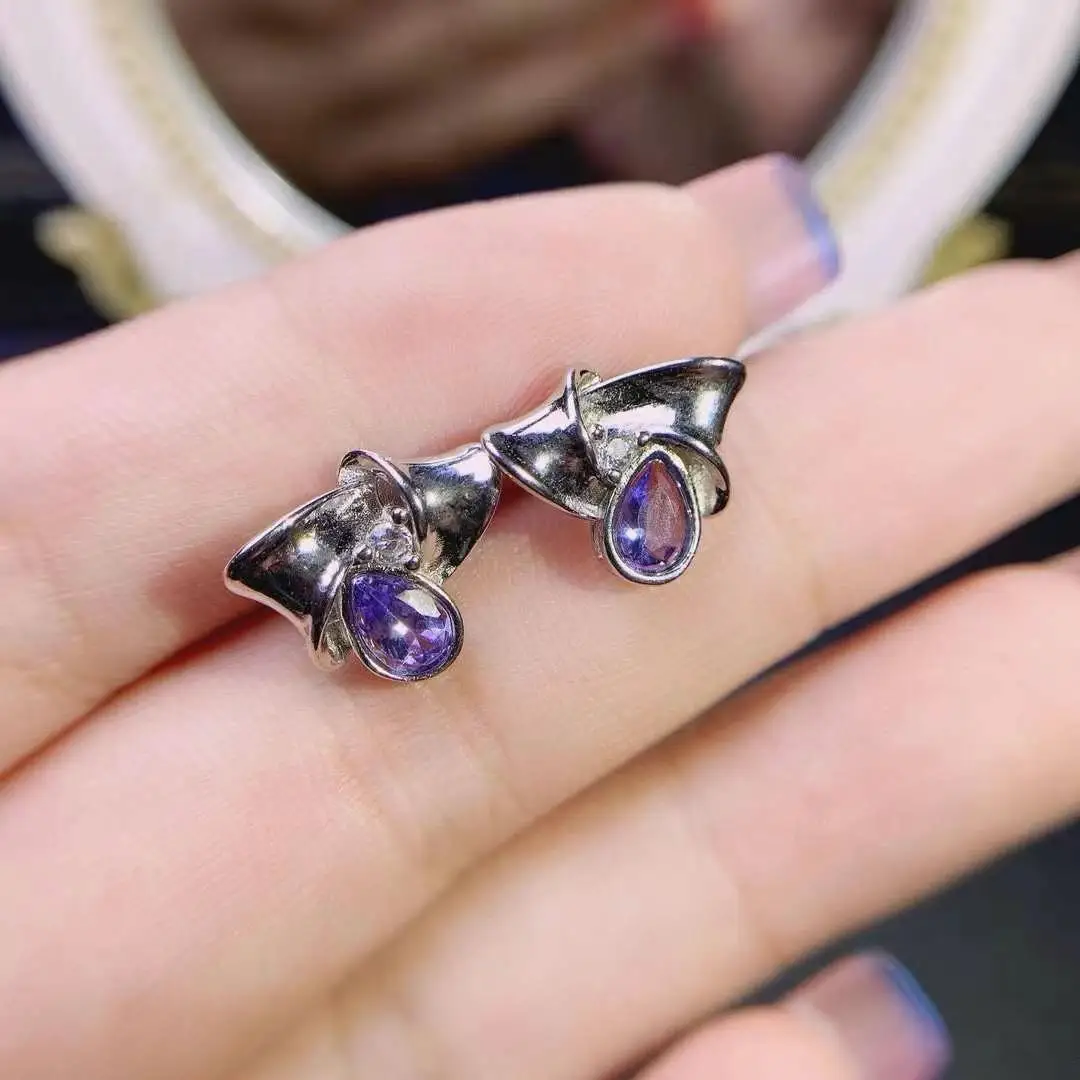 

The Best Wedding Gift 100% Natural Tanzanite Earring 925 Sterling Silver Women Real Tanzanite earrings