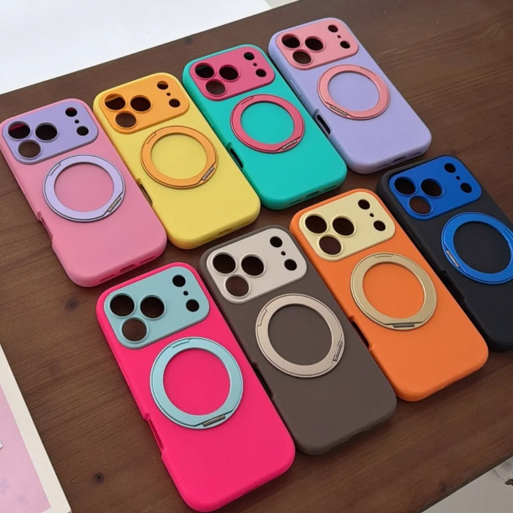 INS Magnetic 360° Rotating Bracket Phone Case For iPhone 17 16 15 Pro Max 17 16 Pro 15 Solid Color For Magsafe Holder Cover ﻿ - view 2