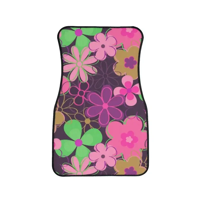 Flower Power Psychedelic Hippie Vintage Inspired Car Accessory Floor Mats Retro Mod Car Decor Vehicle Hippie Van Truck Car Gift