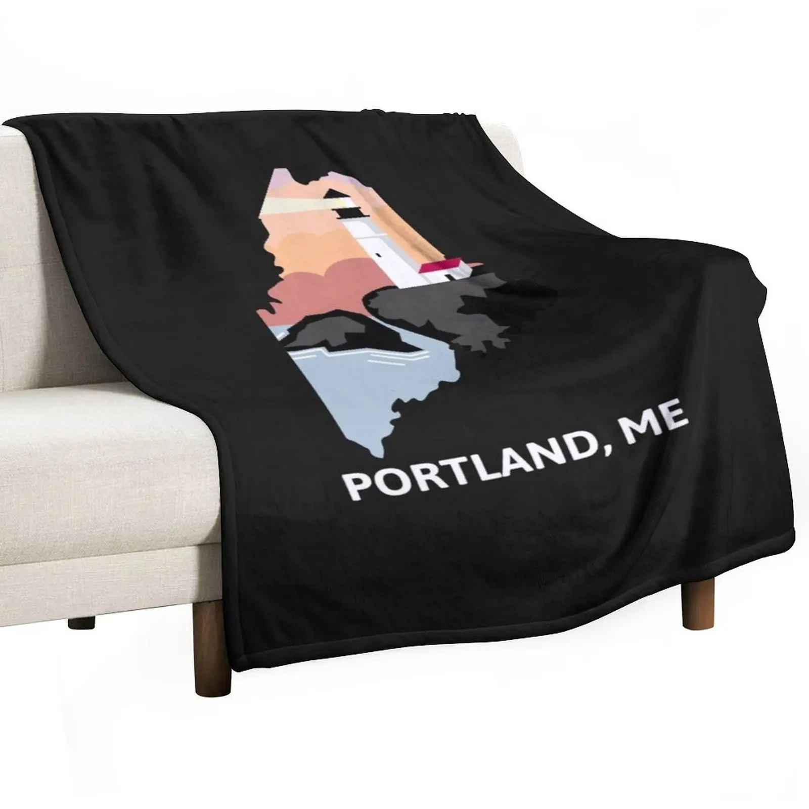 Portland, ME Throw Blanket Decorative Sofas funny gift Soft Big Sofa Blankets 3