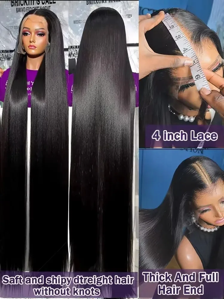 13x4 العظام شعر طبيعي مفرود الباروكات 13x6 Hd الدانتيل أمامي 40 بوصة مستقيم الدانتيل الشفاف 200 الكثافة باروكة من شعر طبيعي للنساء