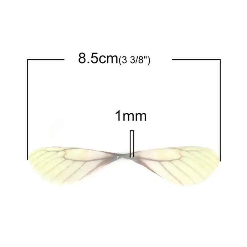 20PCs Organza Ethereal Butterfly For DIY & Craft Supply Transparent Dragonfly Animal Wing Shape Purple Yellow 85 mm x 17 mm