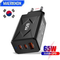 65W USB Fast Charger 3 Ports PD Type C Fast Charging EU/US Plug Wall Charger For iPhone Samsung Xiaomi Huawei USB Phone Charger