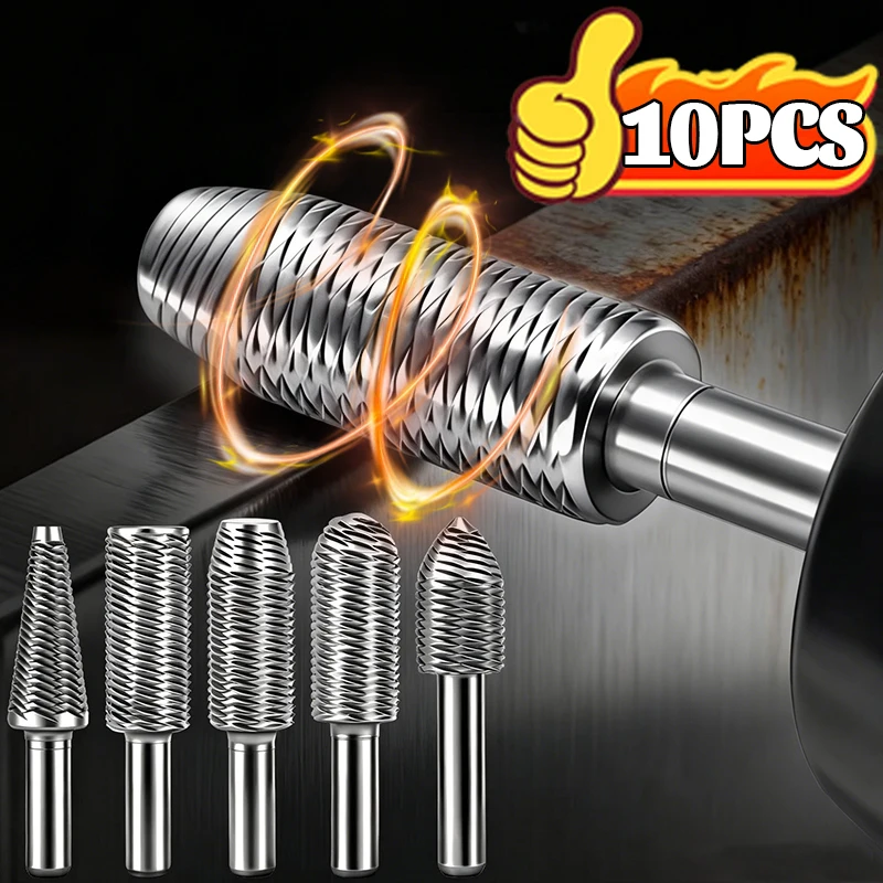 

Набор из 5/10 шт. роторных напильников из углеродистой стали для электродрели, шлифовальные головки из стали HSS для резьбы по дереву и металлу, инструмент для полировки и рукоделия
