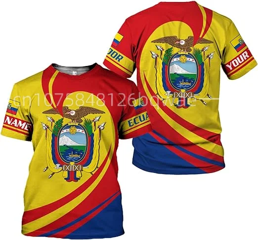 2023 New Custom Name Ecuador Country Flag T-shirts Clothes T shirt Men Women Tees Tops For Soccer Football Fans Gift