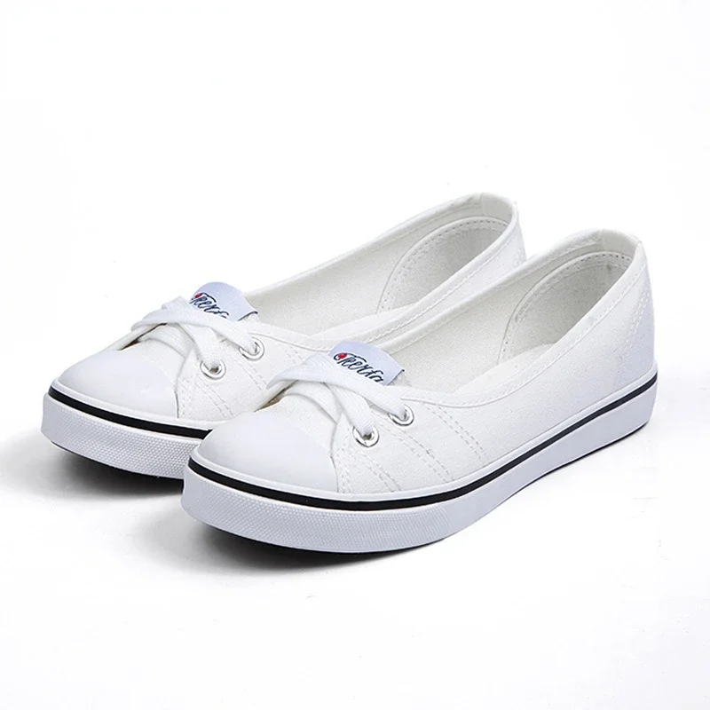 New Arrival Canvas Comfortable Korean Style Trendy Student Slip-on Flat Shoes Flat Heel Summer Round Toe Casual Women's Shoes