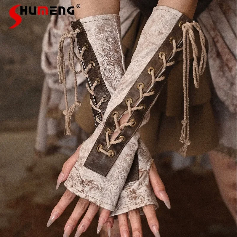 Dames Nieuwe Chinese Stijl Schattige Arm Warmer Tie-Dye Bandage Vintage Steampunk Zonwering Overmouwen Kleding Accessoires