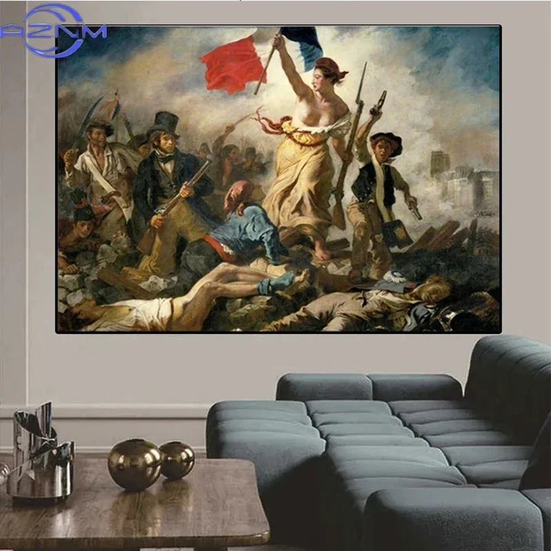 Artist Eugene Delacroix Liberty Leading The People Poster French Revolution Marianne Canvas Painting Wall Art Room Home Decor