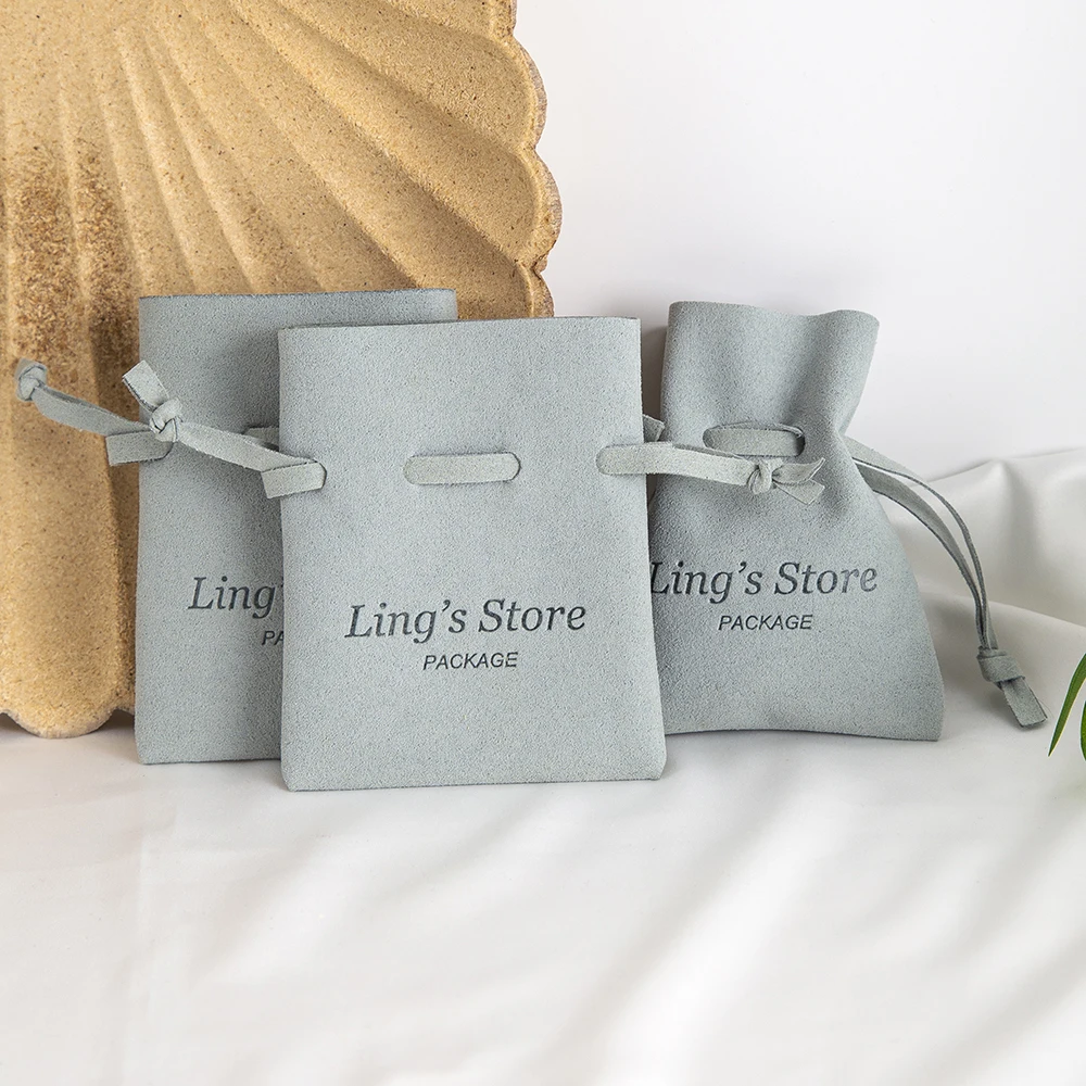 100Pcs Light Green Customized Logo Cute Mini Bag Jewelry Packaging Pouch Birthday Gift Storage Organizer 7x8cm Customizable Size