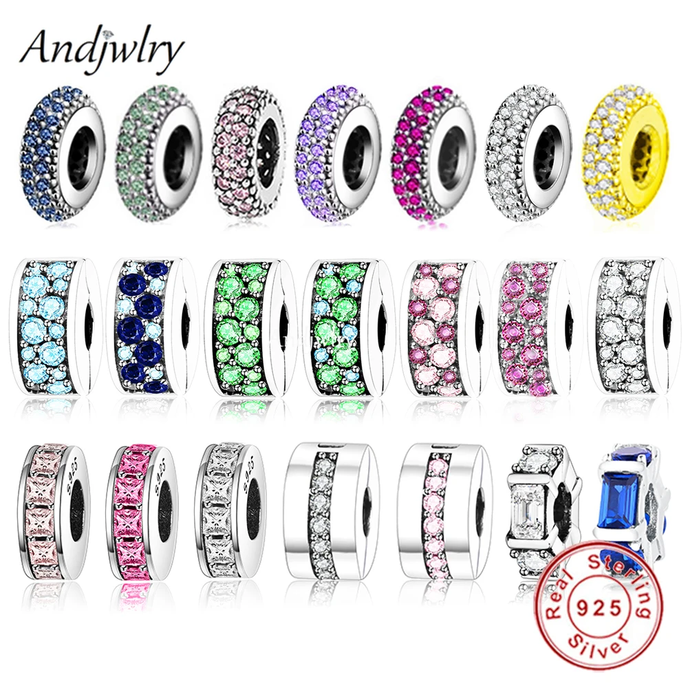 

Fit Original Bracelet 925 Sterling Silver Multicolored Sparkling Pave Zirconia Clip Charm Bead Bangle Necklace Jewelry Berloque