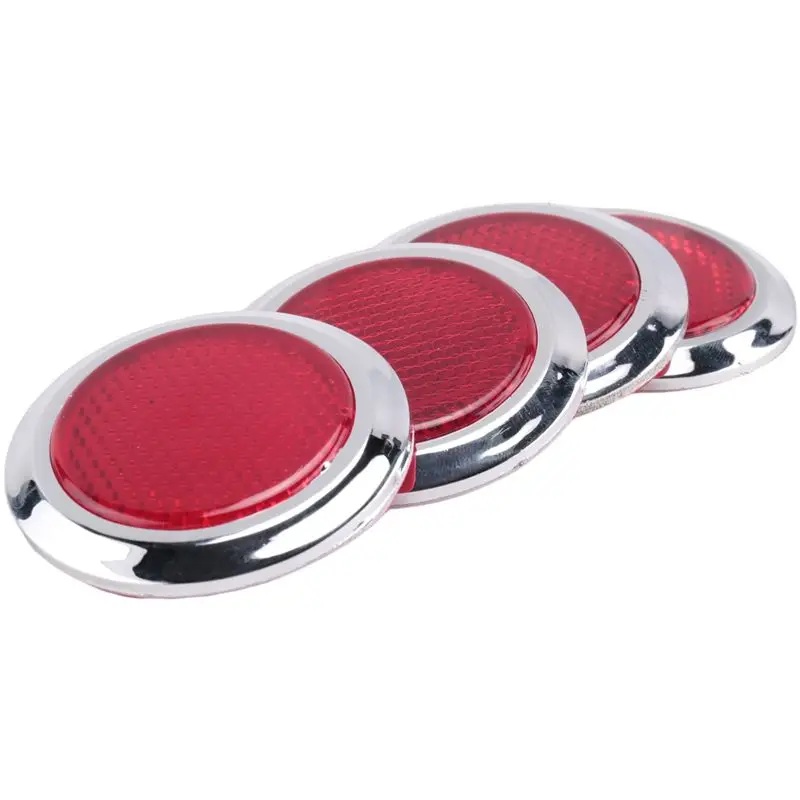 Y01A 4 Pcs Auto Car Plastic Round Reflective Reflector Sticker Red
