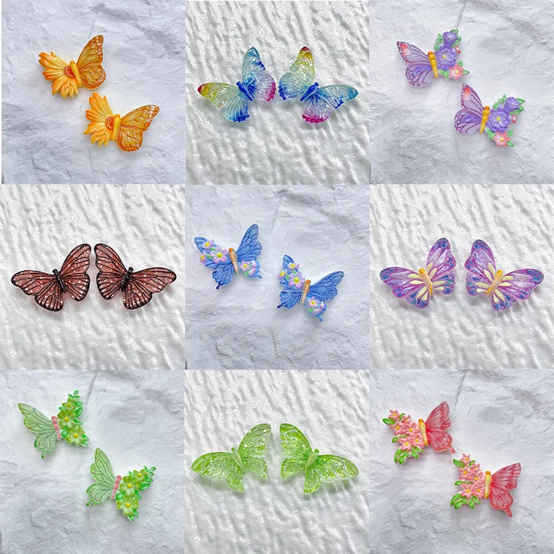 12Pcs Cartoon Colorful Clear Butterfly Resin Fridge Magnets Can Replace Magnetic Hooks for Refrigerator Photo Memo Display Decor