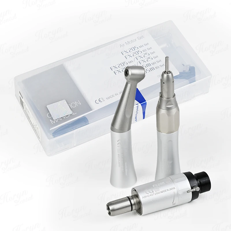 Horyn den tal FX Low Speed Handpiece 2/4Holes Air Motor Kits 1:1 Contra Angle Straight Handpiece for 2.35mm Burs