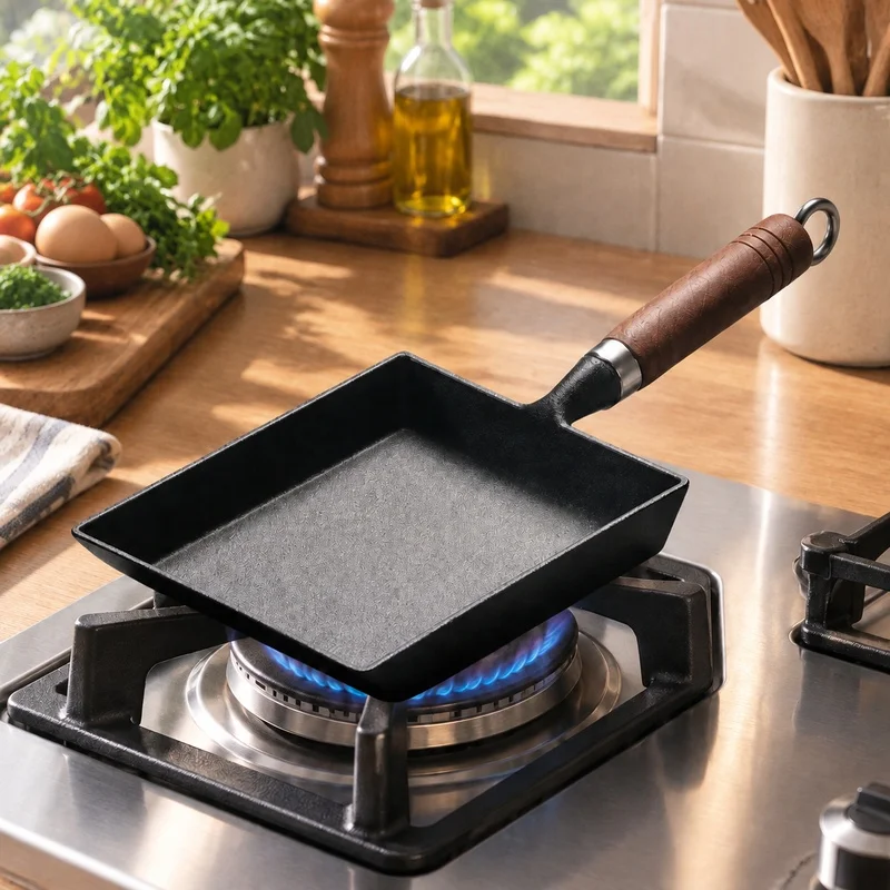 Compact Rectangular Japanese Egg Pan, Non-Stick Cast Iron with Aluminum Alloy for Tamagoyaki Cooking