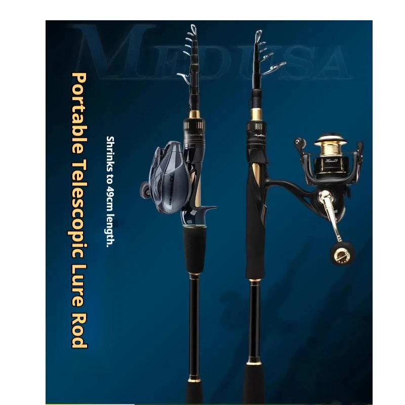 

2026 New Hasda Medusa Portable Telescopic Fishing Rod 49cm Compact Carbon Fiber Spinning Casting Rod For Freshwater Saltwater