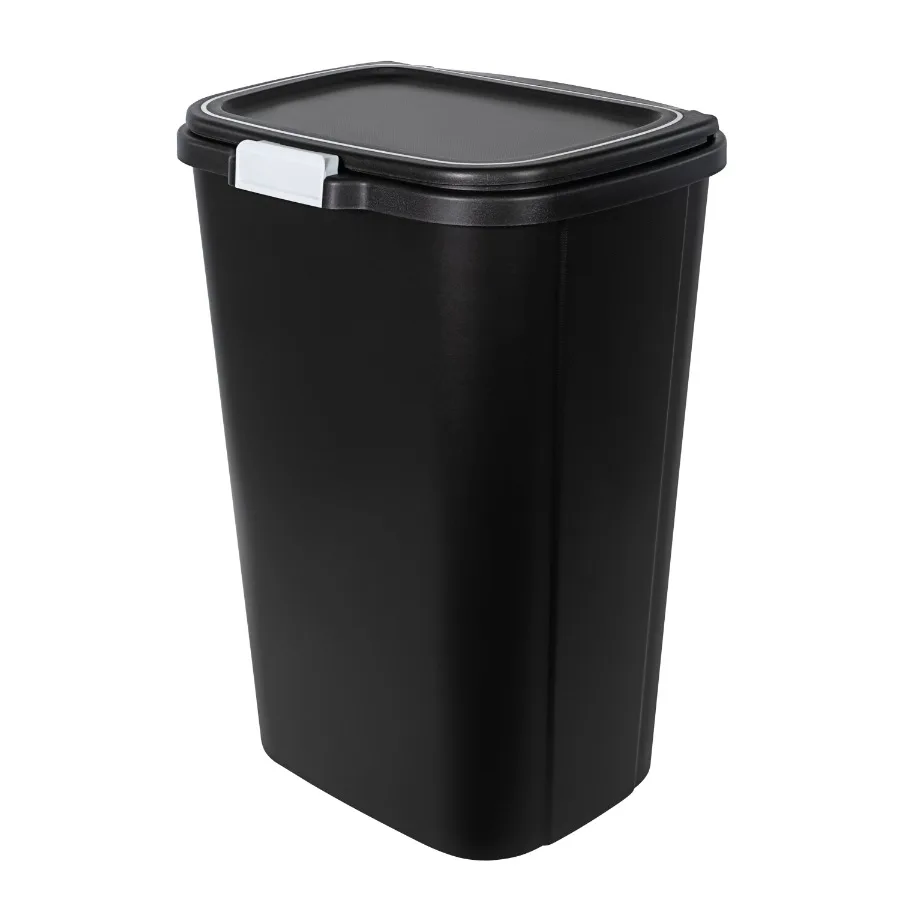 

Kitchen Trash Can, 13 Gallon Plastic Odor Block Touch Top Garbage Bin with Push Button Lid, Black
