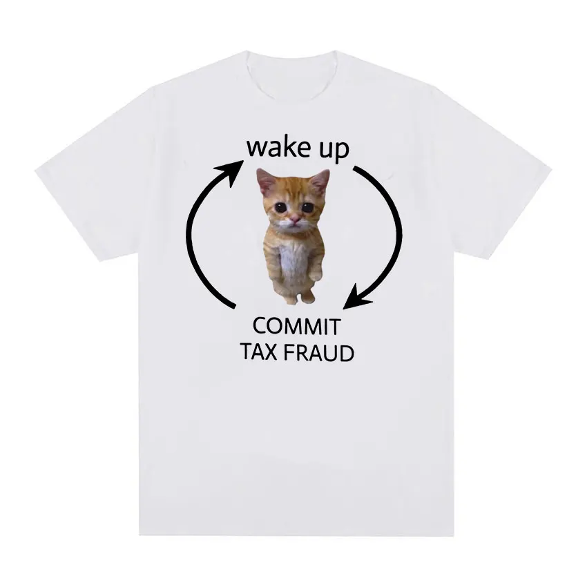 Wake Up Act Silly Cat Funny Meme Tee Shirt Men Women Fashion Cute O-Neck Clothing T-shirt Casual 100% Cotton Oversized T Shirts