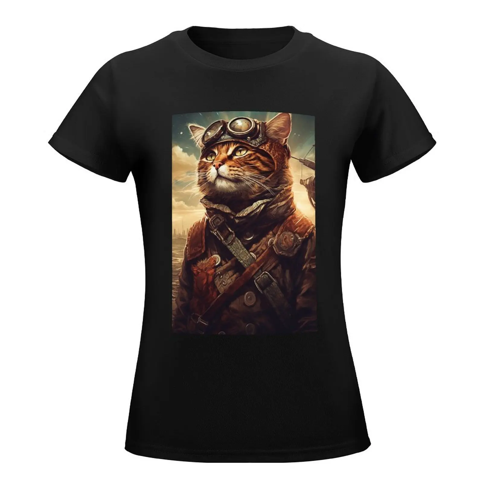 Aviator Cat #1 T-Shirt Female clothing plus sizes female new edition tops Women