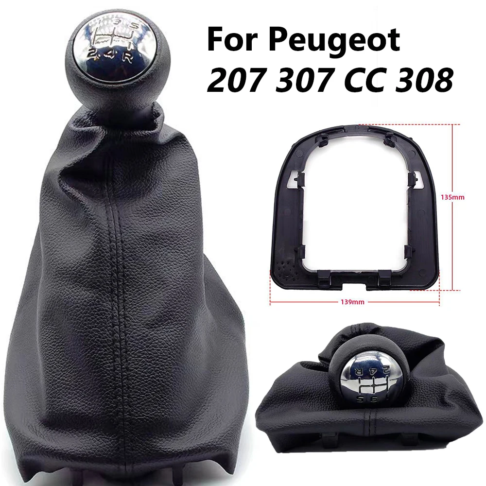 

5 Speed Car Gear Knob for Peugeot 207 307 CC 308 Shift Knob Shifter Gaiter Boot Cover for Peugeot 207 Gear Shifter Lever Stick