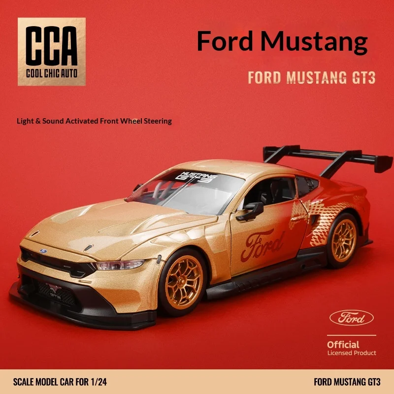 

Модель гоночного автомобиля Ford Mustang GT3 CCA 1:24 — литая под давлением модель из сплава со звуком, светом и функцией отката, коллекционная машинка