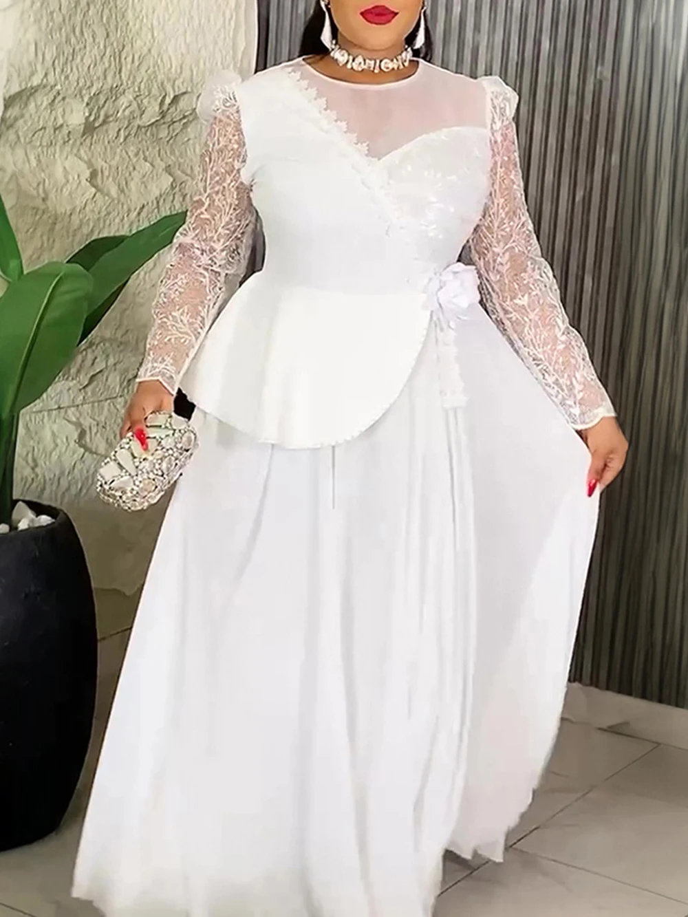 فساتين إفريقية للنساء كم طويل شيفون ماكسي رداء 2025 ملابس أفريقيا دبي تركيا قفطان عبايات فساتين الزفاف وأعياد الميلاد #3